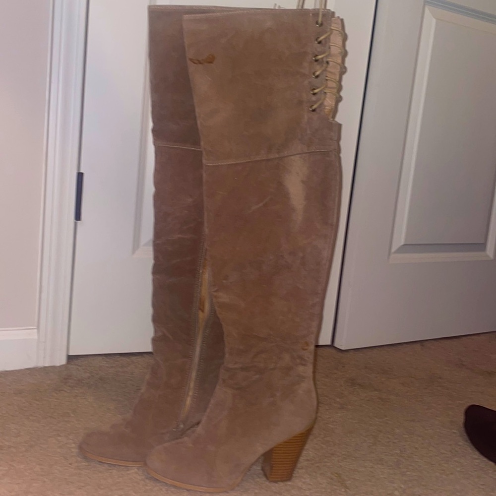 Thigh high suede boots; size 8.5; worn a few times; great condition